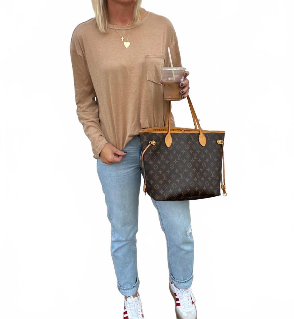 NEW RAE MODE mineral wash long sleeve top in camel